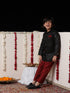 JBN CREATION Boy's Black Cotton Blend Sherwani And Pyjama Set