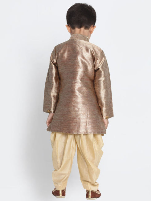 Vastramay Boys' Gold Cotton Blend Sherwani