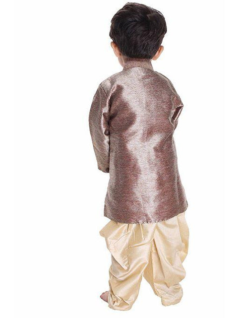 Vastramay Boys' Gold Cotton Blend Sherwani