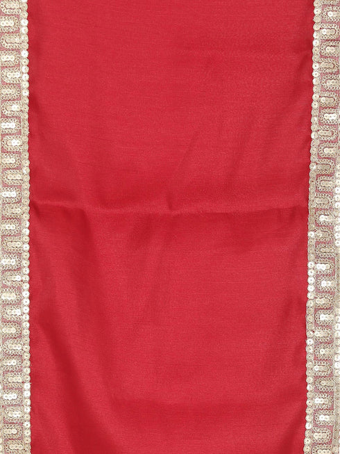Vastramay Boys Beige & Cream Woven Design Sherwani Set With Maroon Dupatta