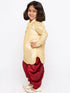 Vastramay Boys' Gold Cotton Silk Kurta and Dhoti Pant Set