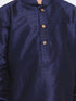 Vastramay Boys' Navy Blue Cotton Silk Blend Kurta and Dhoti Pant Set