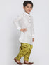 Vastramay Boys' White Cotton Silk Kurta and Dhoti Pant Set