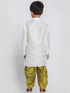 Vastramay Boys' White Cotton Silk Kurta and Dhoti Pant Set