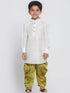 Vastramay Boys' White Cotton Silk Kurta and Dhoti Pant Set