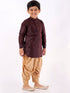 Vastramay Boys' Wine Cotton Silk Blend Kurta and Dhoti Pant Set