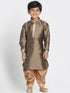 Vastramay Boys' Bronze Cotton Silk Blend Kurta and Dhoti Pant Set