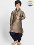 Vastramay Boys' Bronze Cotton Silk Blend Kurta and Dhoti Pant Set