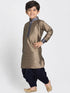 Vastramay Boys' Bronze Cotton Silk Blend Kurta and Dhoti Pant Set