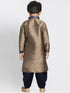 Vastramay Boys' Bronze Cotton Silk Blend Kurta and Dhoti Pant Set