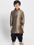 Vastramay Boys' Bronze Cotton Silk Blend Kurta and Dhoti Pant Set