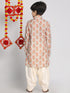 Vastramay Boys' Multicolor-Base-Beige And Cream Kurta Patiala Set