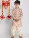 Vastramay Boys' Multicolor-Base-Beige And Cream Kurta Patiala Set