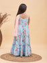 VASTRAMAY Aqua Cotton Blend Floral Print Sibling Set