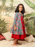 VASTRAMAY Girl's Red And Blue Anarkali Dress