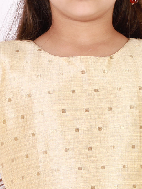 Vastramay Silk Blend Gold And rose Gold Woven Sibling Set