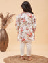 Vastramay Cream Cotton Blend Floral Print Kurta Pyjama Sibling Set