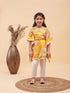 Vastramay Yellow Cotton Blend Floral Print Kurta Pyjama Sibling Set