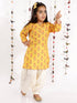 Vastramay Girls' Mustard And Cream Linen Kurta And Patiala Set