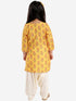 Vastramay Girls' Mustard And Cream Linen Kurta And Patiala Set