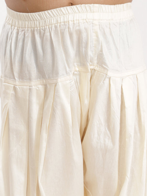 Vastramay Girls' Mustard And Cream Linen Kurta And Patiala Set