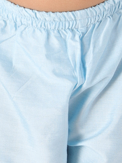 Vastramay Girls' Aqua Viscose Kurta Pant Set