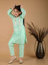 Vastramay Girls' Mint Green Viscose Kurta Pant Set