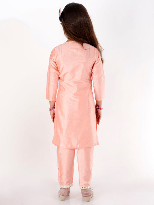 Vastramay Pink Color Viscose Kurta Pyjama Siblings Set