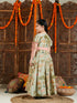 Vastramay Girl's Green Ethnic Printed Long Dress