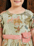 Vastramay Girl's Green Ethnic Printed Long Dress