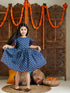 VASTRAMAY Girl's Blue Printed Frock
