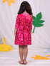 Vastramay Girls' Pink Color Bandhnai Print Angrakha Style Dress