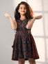 VASTRAMAY Girls' Rust And Navy Blue Dress