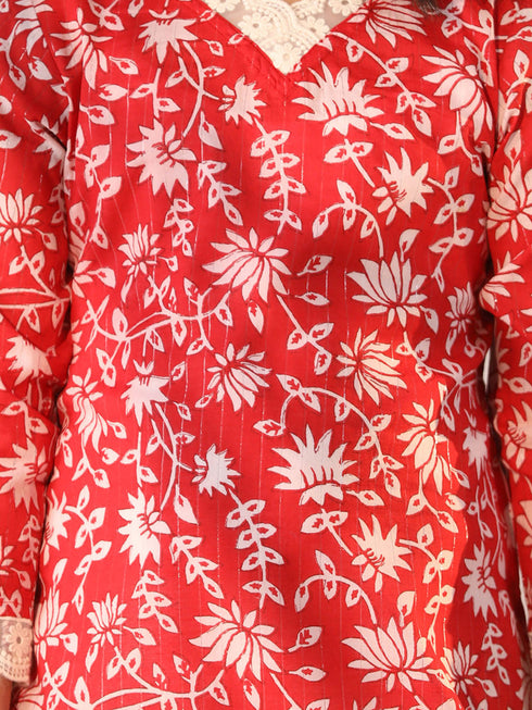 Vastramay Girls' Red Only Kurta