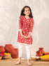 Vastramay Girls' Red Kurta Leggings Set