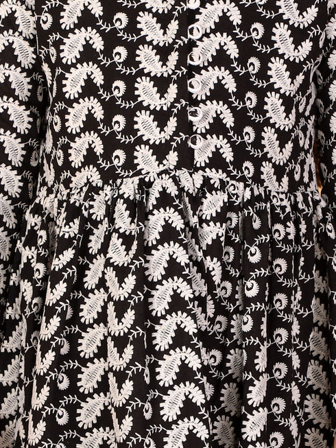 Vastramay Black Pure Cotton Chikankari Siblings Set