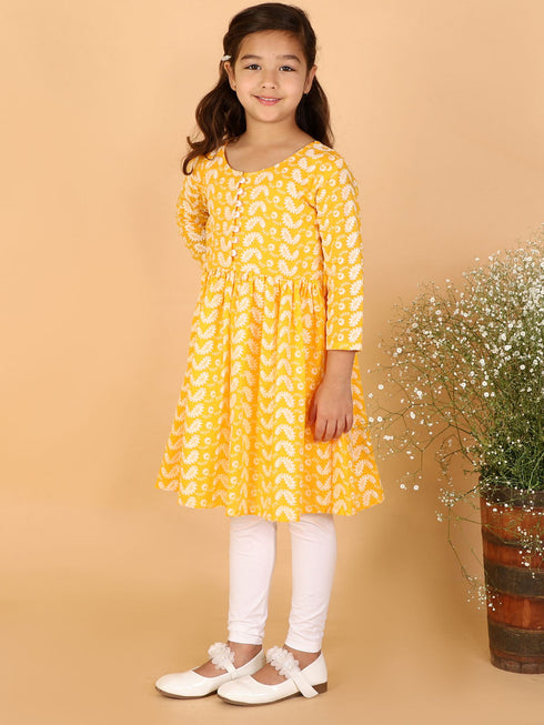 Vastramay Orange Pure Cotton Chikankari Siblings Set