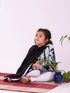 Vastramay Girls Black & White Pure Cotton Tie-Dye Kurta Leggings & Dupatta Set