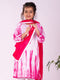 Vastramay Girl's Pink Pure Cotton Tie-Dye Kurta Leggings & Dupatta Set