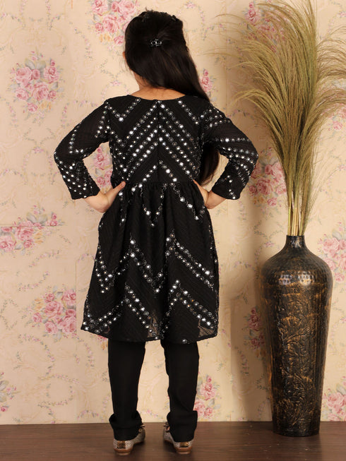Vastramay Black Mirror Kurta Pyjama Siblings Set