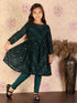 VASTRAMAY Green Mirror Kurta Pyjama Siblings Set