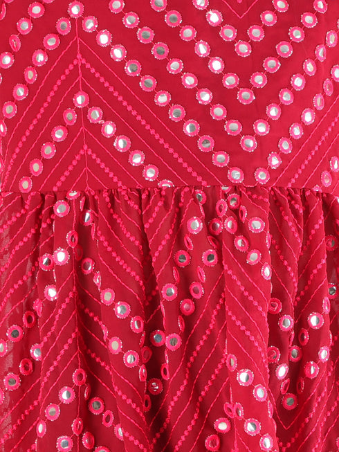 Vastramay Maroon Mirror Kurta Pyjama Siblings Set