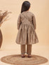 Vastramay Brown Silk Blend Ethnic Print Kurta Pyjama Sibling Set