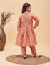 Vastramay Pink Silk Blend Ethnic Print Kurta Pyjama Sibling Set