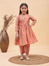 Vastramay Pink Silk Blend Ethnic Print Kurta Pyjama Sibling Set