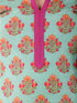 VASTRAMAY Girls' Green And Pink Kurta Pant And Dupatta Set