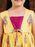Vastramay Girls' Yellow And Pink Ethnic Kurta Pant Set