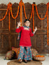VASTRAMAY Blue Printed Cotton Festive Collection Sibling Set