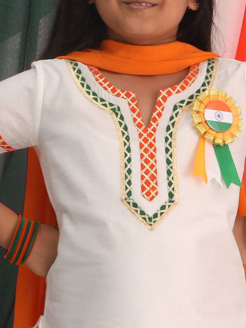 VASTRAMAY Girls Republic Day Special White Kurta Salwar Set
