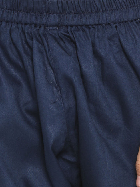 Vastramay Girls' Rust And Navy Blue Flared Kurta Palazzo Set